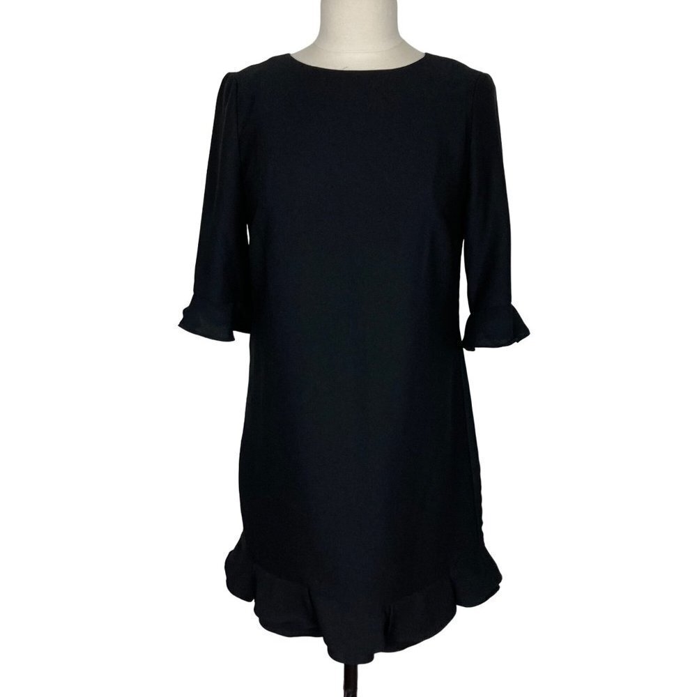CeCe Black Shift Dress Womens 4 Flutter Sleeve Lined Classic Occasion Party Gala